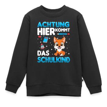 Achtung hier kommt das Schulkind - Kinder Premium Organic Sweatshirt - Schwarz - Vorne - AI Model Kid Female (0cm)