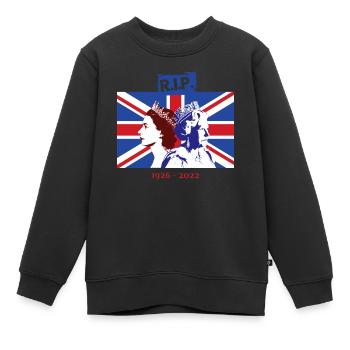 RIP - Königin Elizabeth II. - Das Ende einer Ära - Kinder Premium Organic Sweatshirt - Schwarz - Vorne - AI Model Kid Female (0cm)