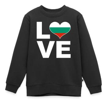 Ich liebe Bulgarien Herz Flagge Bulgarien - Kinder Premium Organic Sweatshirt - Schwarz - Vorne - AI Model Kid Female (0cm)
