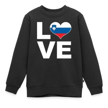 Ich liebe Slowenien Herz Flagge Slowenien - Kinder Premium Organic Sweatshirt - Schwarz - Vorne - AI Model Kid Female (0cm)