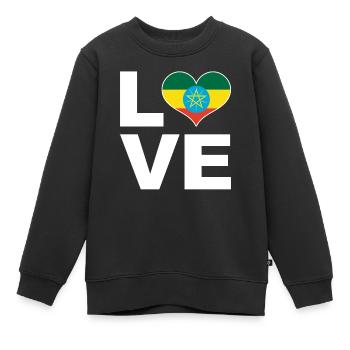 J’aime l’Ethiopie drapeau du cœur ethiopie - Sweat Premium enfant bio - noir - Devant - AI Model Kid Female (0cm)