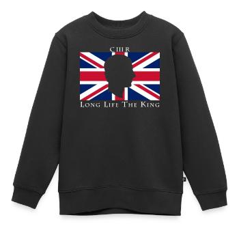 Vive le king uk flag - Sweat Premium enfant bio - noir - Devant - AI Model Kid Female (0cm)