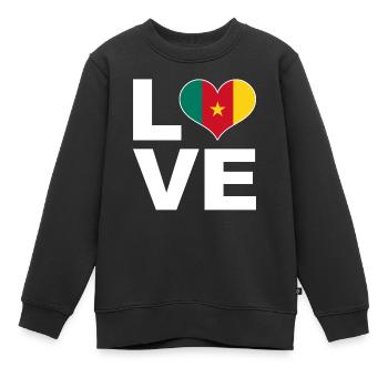Ich liebe Kamerun Herz Flagge Kamerun - Kinder Premium Organic Sweatshirt - Schwarz - Vorne - AI Model Kid Female (0cm)