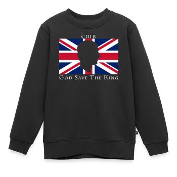 God Save The King Uk Flagge - Kinder Premium Organic Sweatshirt - Schwarz - Vorne - AI Model Kid Female (0cm)