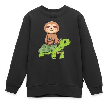 Drôle de tortue de mer Tortue de mer Eau de mer - Sweat Premium enfant bio - noir - Devant - AI Model Kid Female (0cm)