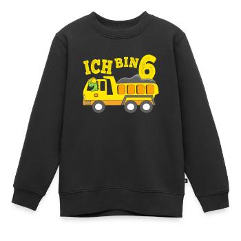 Geburtstagsgeschenk 6. Geburtstag Dino Kipplaster - Kinder Premium Organic Sweatshirt - Schwarz - Vorne - AI Model Kid Female (0cm)