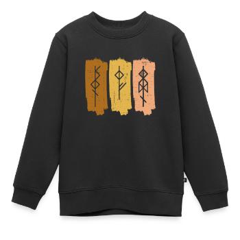 Odin Symbol Nordische Mythologie Wikinger Walhalla - Kinder Premium Organic Sweatshirt - Schwarz - Vorne - AI Model Kid Female (0cm)