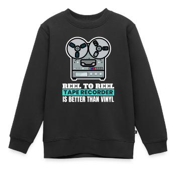 Reel To Reel Magnétophone Tonbandgerät - Sweat Premium enfant bio - noir - Devant - AI Model Kid Female (0cm)