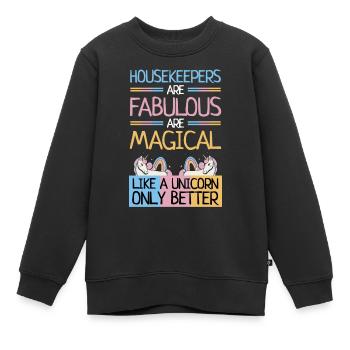 Femmes de ménage Fabuleuse licorne magique seulement mieux - Sweat Premium enfant bio - noir - Devant - AI Model Kid Female (0cm)
