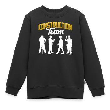 Équipe de construction Travail d’équipe Chantier de construction Travailleurs de la construction - Sweat Premium enfant bio - noir - Devant - AI Model Kid Female (0cm)