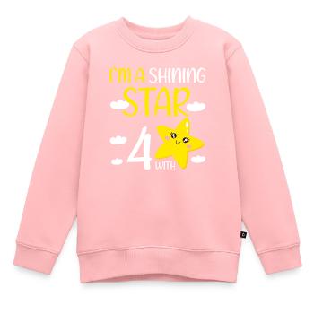 Cadeau de fille d’anniversaire de 4 ans à une étoile brillante - Sweat Premium enfant bio - rose - Devant - AI Model Kid Female (0cm)