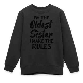 Je suis la sœur aînée. Je fais le - Sweat Premium enfant bio - noir - Devant - AI Model Kid Female (0cm)