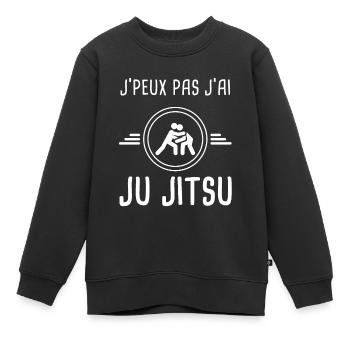 ju jitsu je peux pas j'ai ju jitsu judoka - Sweat Premium enfant bio - noir - Devant - AI Model Kid Female (0cm)