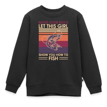 Fischer Fischen Angeln Angel Angler Fische Fisch - Kinder Premium Organic Sweatshirt - Schwarz - Vorne - AI Model Kid Female (0cm)