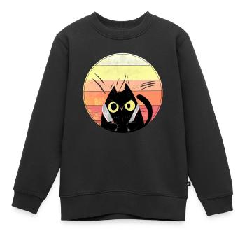 Verrückte Katze mit Messern - Kinder Premium Organic Sweatshirt - Schwarz - Vorne - AI Model Kid Female (0cm)