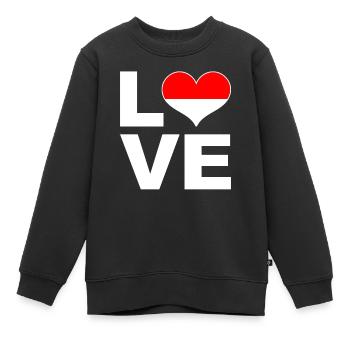 J’aime l’Indonésie drapeau du cœur Indonésie - Sweat Premium enfant bio - noir - Devant - AI Model Kid Female (0cm)