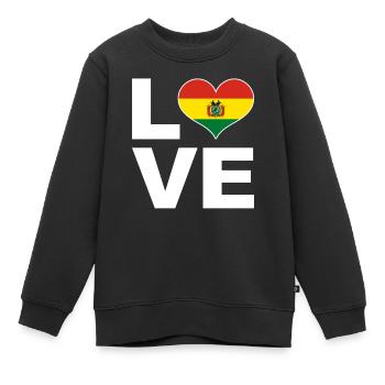 Ich liebe Bolivien Herz Flagge Bolivien - Kinder Premium Organic Sweatshirt - Schwarz - Vorne - AI Model Kid Female (0cm)