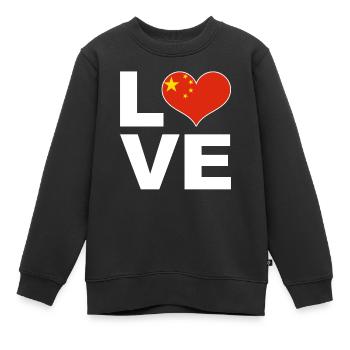 Ich liebe China Herz Flagge China - Kinder Premium Organic Sweatshirt - Schwarz - Vorne - AI Model Kid Female (0cm)