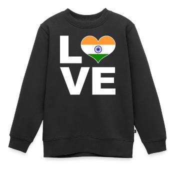 Ich liebe Indien Herz Flagge Indien - Kinder Premium Organic Sweatshirt - Schwarz - Vorne - AI Model Kid Female (0cm)