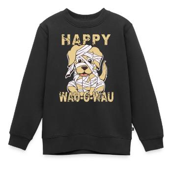HUND HAPPY WAU-O-WAU - Kinder Premium Organic Sweatshirt - Schwarz - Vorne - AI Model Kid Female (0cm)
