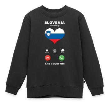 Slowenien is calling Slowenien Herz Souvenir - Kinder Premium Organic Sweatshirt - Schwarz - Vorne - AI Model Kid Female (0cm)