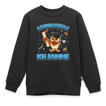 Grundschule ich komme Einschulung 1. Klasse - Kinder Premium Organic Sweatshirt - Schwarz - Vorne - AI Model Kid Female (0cm)
