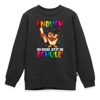 Endlich jetzt rocke ich die Schule Einschulung - Kinder Premium Organic Sweatshirt - Schwarz - Vorne - AI Model Kid Female (0cm)