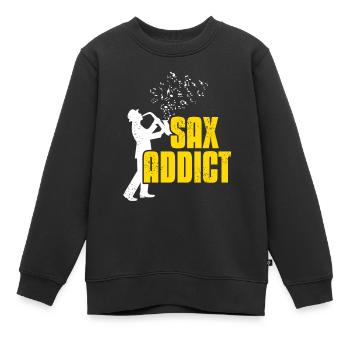 SAX Addict Retro Funny Jazz & Blues Lover T-Shirt - Sweat Premium enfant bio - noir - Devant - AI Model Kid Female (0cm)