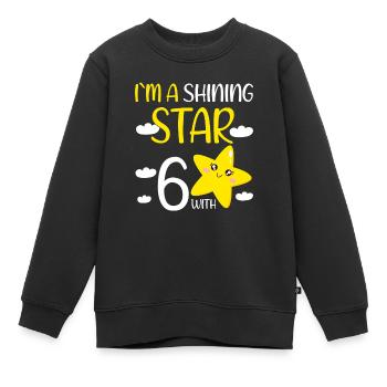 6 Year Old Birthday Girl Gift Im A Shining Star - Kinder Premium Organic Sweatshirt - Schwarz - Vorne - AI Model Kid Female (0cm)