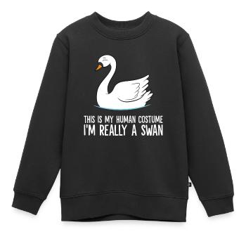 C’est mon costume humain, je suis vraiment un cygne - Sweat Premium enfant bio - noir - Devant - AI Model Kid Female (0cm)