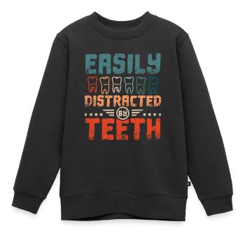 Easily distracted by teeth - Kids Premium Organic Sweatshirt - black - Front - AI Model Kid Female (0cm)