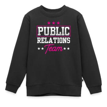 Équipe Öffentlichkeitsarbeit Job PR Relations publiques - Sweat Premium enfant bio - noir - Devant - AI Model Kid Female (0cm)