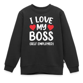 I love my boss (self-employed) freelancer - Kids Premium Organic Sweatshirt - black - Front - AI Model Kid Female (0cm)