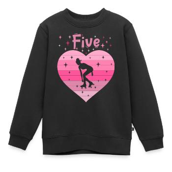 Herz Liebe Sport Rollschuh Mädchen 5. Geburtstag - Kinder Premium Organic Sweatshirt - Schwarz - Vorne - AI Model Kid Female (0cm)