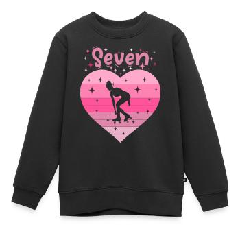 Herz Liebe Sport Rollschuh Mädchen 7. Geburtstag - Kinder Premium Organic Sweatshirt - Schwarz - Vorne - AI Model Kid Female (0cm)