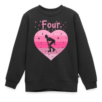 Herz Liebe Sport Rollschuh Mädchen 4. Geburtstag - Kinder Premium Organic Sweatshirt - Schwarz - Vorne - AI Model Kid Female (0cm)