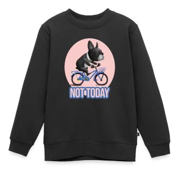 Not Today French Bulldog on a Bicycle - Kids Premium Organic Sweatshirt - black - Front - AI Model Kid Female (0cm)