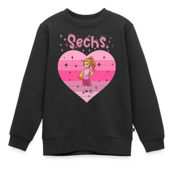 Herz Liebe Sport Basketball Mädchen 6. Geburtstag - Kinder Premium Organic Sweatshirt - Schwarz - Vorne - AI Model Kid Female (0cm)