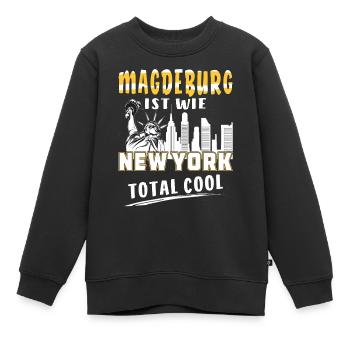MAGDEBURG IST WIE NEW YORK - Kinder Premium Organic Sweatshirt - Schwarz - Vorne - AI Model Kid Female (0cm)