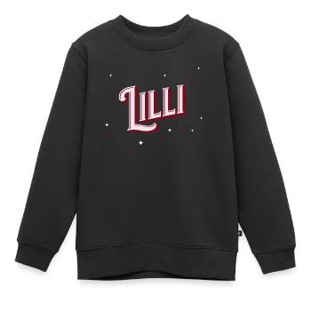 Nom Lilli personnalisé - Sweat Premium enfant bio - noir - Devant - AI Model Kid Female (0cm)