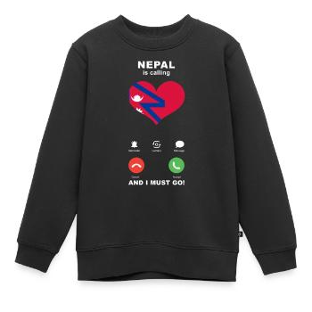 Nepal is calling Nepal Herz Souvenir - Kinder Premium Organic Sweatshirt - Schwarz - Vorne - AI Model Kid Female (0cm)