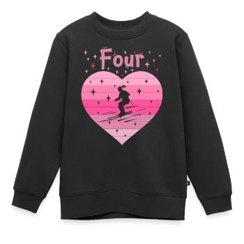 Herz Liebe Hobby Skifahren 4. Geburtstag - Kinder Premium Organic Sweatshirt - Schwarz - Vorne - AI Model Kid Female (0cm)