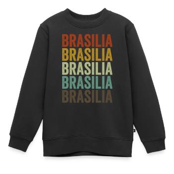 Brasilia Brasilien Retro Vintage - Kinder Premium Organic Sweatshirt - Schwarz - Vorne - AI Model Kid Female (0cm)