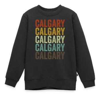 Calgary Kanada Retro Vintage - Kinder Premium Organic Sweatshirt - Schwarz - Vorne - AI Model Kid Female (0cm)