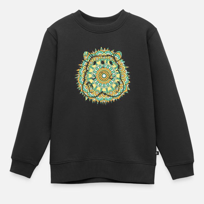 Mandala Hedgehog Geometry Pattern - Sweat Premium enfant bio - noir