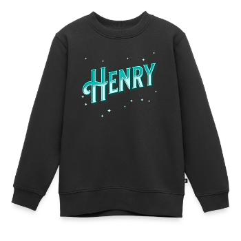 Henry Namen personalisiert - Kinder Premium Organic Sweatshirt - Schwarz - Vorne - AI Model Kid Female (0cm)