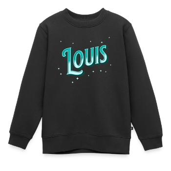 Nom Louis personnalisé - Sweat Premium enfant bio - noir - Devant - AI Model Kid Female (0cm)