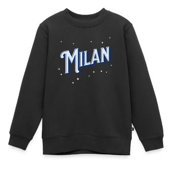 Milan Namen personalisiert - Kinder Premium Organic Sweatshirt - Schwarz - Vorne - AI Model Kid Female (0cm)