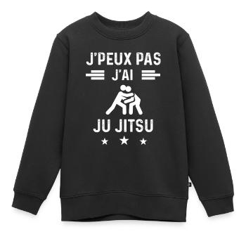 judoka je peux pas j'ai ju jitsu - Sweat Premium enfant bio - noir - Devant - AI Model Kid Female (0cm)