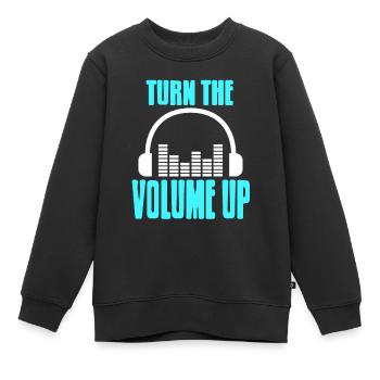 Turn The Volume Up Cool Retro DJ Techno Lover - Kids Premium Organic Sweatshirt - black - Front - AI Model Kid Female (0cm)